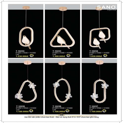 Đèn thả Sano Lighting T 10232, T 10233, T 10234, T 10235, T 10236, T 10237