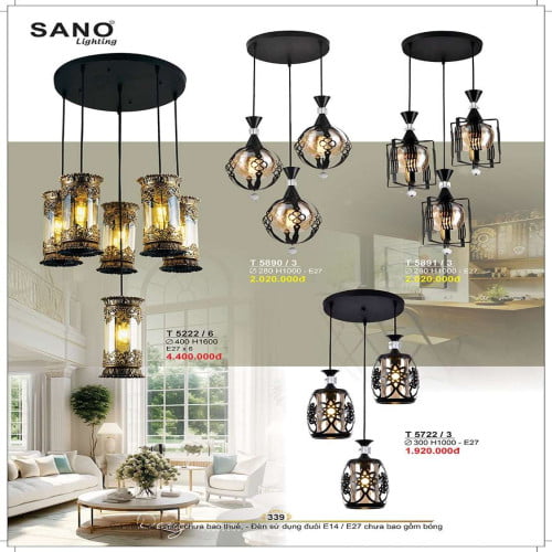 Đèn thả Sano Lighting T 5222/6, T 5890/3, T 5891/3, T 5722/3
