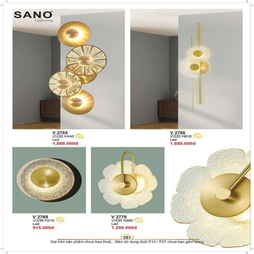 Đèn tường Sano Lighting V 2765, V 2766, V 2768, V 2770