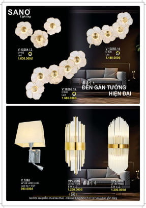 Đèn tường Sano Lighting V 10254/3, V 10255/4, V 10256/5, V 7282, VPL 2002, VPL 2003