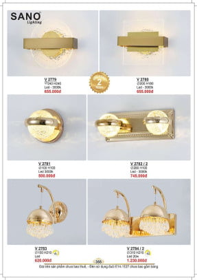 Đèn tường Sano Lighting V 2779, V 2780, V 2781, V 2782/2, V 2783, V 2784/2