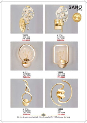 Đèn tường Sano Lighting V 2788, V 2789, V 2791, V 2792, V 2790, V 2793