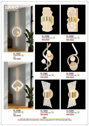 Đèn tường Sano Lighting VL 10257, VL 10258, VL 10259, VL 10260, VL 10261, VL 10262, VL 10262, VL 10263, VL 10264