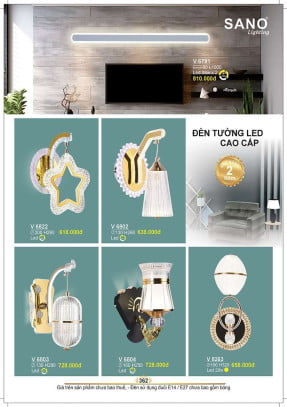 Đèn tường Sano Lighting V 6822, V 6802, V 6803, V 6804, V 8263