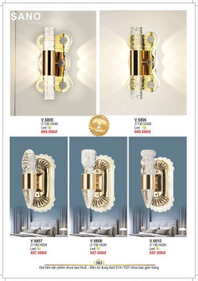 Đèn tường Sano Lighting V 6805, V 6806, V 6807, V 6808, V 6810