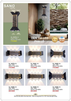 Đèn vách Sano Lighting VL 10279/6, VL 10281/6, VL 10283/6, VL 10280/8, VL 10282/8, VL 10284/8, VL 10278/4