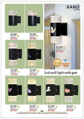 Đèn vách Sano Lighting GC 5885, GC 5886, GC 2349, GC 5305, GC 5306, GC 5307, GC 5308, GC 5309, GC 5310
