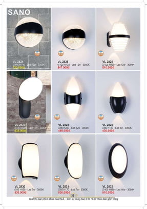 Đèn vách Sano Lighting VL 2824, VL 2825, VL 2826, VL 2827, VL 2828, VL 2829, VL 2830, VL 2831, VL 2832
