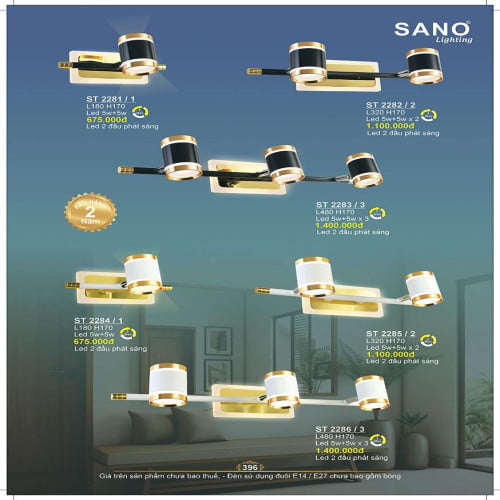 Đèn soi gương & tranh Sano Lighting ST 2281/1, ST 2282/2, ST 2283/3, ST 2284/1, ST 2285/2, ST 2286/3