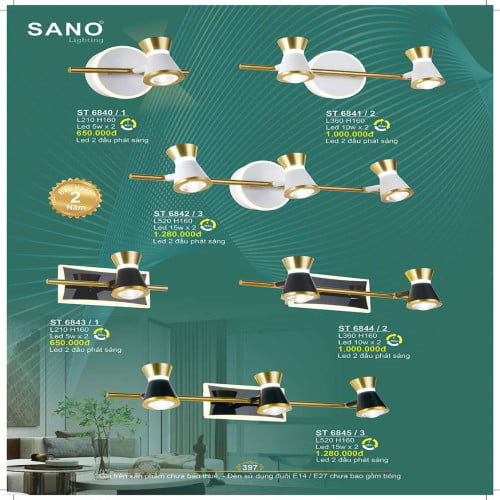 Đèn soi gương & tranh Sano Lighting ST 6840/1, ST 6841/2, ST 6842/3, ST 6843/1, ST 6844/2, ST 6845/3