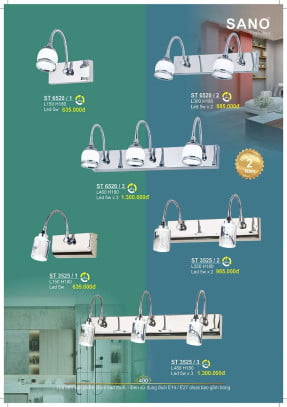 Đèn soi gương & tranh Sano Lighting ST 6520/1, ST 6520/2, ST 6520/3, ST 3525/1, ST 3525/2, ST 3525/3