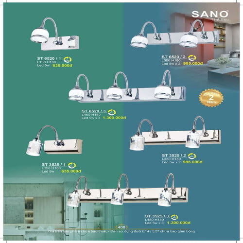 Đèn soi gương & tranh Sano Lighting ST 6520/1, ST 6520/2, ST 6520/3, ST 3525/1, ST 3525/2, ST 3525/3