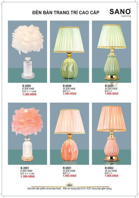 Đèn bàn Sano Lighting B 2850, B 6849, B 6850, B 2851, B 6851, B 6852