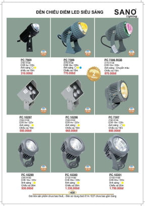 Đèn chiếu điểm led Sano Lighting PC 7969, PC 7306, PC 7306 RGB, PC 10297, PC 10298, PC 7307, PC 10299, PC 10300, PC 10301