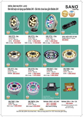 Đèn âm nước led Sano Lighting HN 3772, HN 3773, HN 3774, HN 3771, HN 3770, HN 6547, HN 7986, HN 7987, HN 7987A