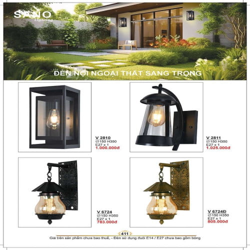 Đèn vách Sano Lighting V 2810, V 2811, V 6724, V 6724Đ