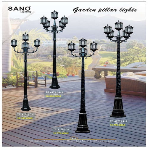 Đèn trụ Sano Lighting TR 4171/3+1, TR 4172/4+1, TR 4178/3+1, TR 4179/4+1