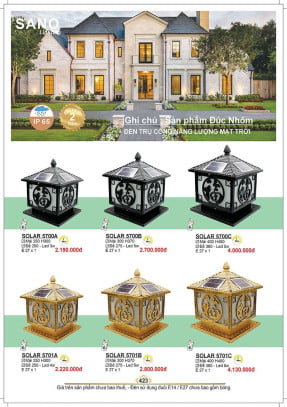 Đèn năng lượng mặt trời Sano Lighting SOLAR 5700A, SOLAR 5700B, SOLAR 5700C, SOLAR 5701A, SOLAR 5701B, SOLAR 5701C