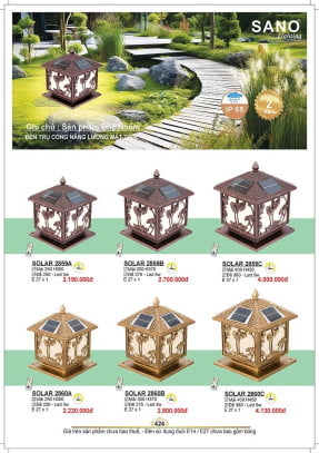 Đèn năng lượng mặt trời Sano Lighting SOLAR 2859A, SOLAR 2859B, SOLAR 2859C, SOLAR 2860A, SOLAR 2860B, SOLAR 2860C