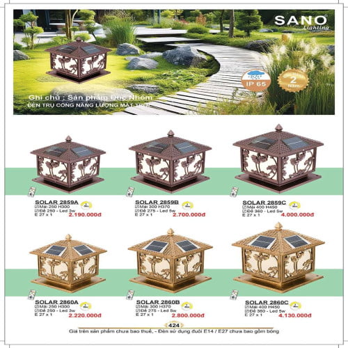 Đèn năng lượng mặt trời Sano Lighting SOLAR 2859A, SOLAR 2859B, SOLAR 2859C, SOLAR 2860A, SOLAR 2860B, SOLAR 2860C