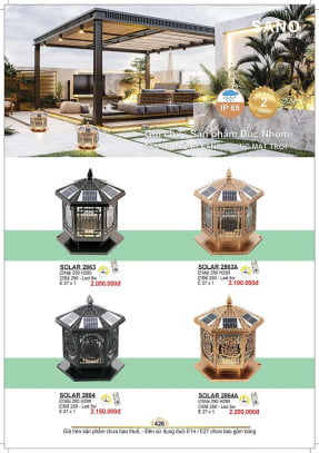 Đèn năng lượng mặt trời Sano Lighting SOLAR 2863, SOLAR 2863A, SOLAR 2864, SOLAR 2864A
