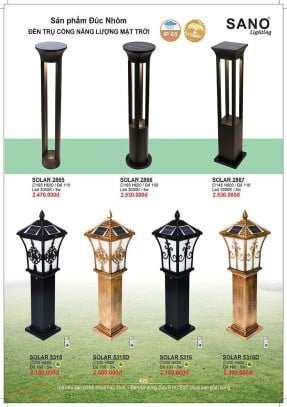 Đèn năng lượng mặt trời Sano Lighting SOLAR 2865, SOLAR 2866, SOLAR 2867, SOLAR 5315, SOLAR 5315D, SOLAR 5316, SOLAR 5316D