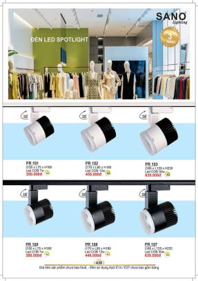 Đèn led spot light Sano Lighting PR 101, PR 102, PR 103, PR 105, PR 106, PR 107