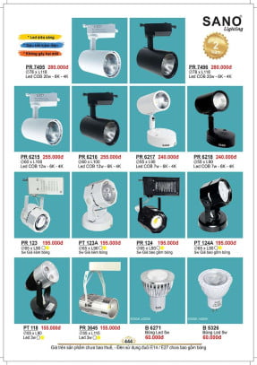 Đèn led spot light Sano Lighting PR 7495, PR 7496, PR 6215, PR 6216, PR 6217, PR 6218, PR 123, PT 123A, PR 124, PT 124A, PT 118, PR 3645, B 6271, B 5326
