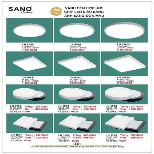 Đèn led ốp nổi Sano Lighting LN 6559, LN 6560, LN 6560A, LN 6561, LN 6562, LN 6562A, LN 1294, LN 1295, LN 1296, LN 1297, LN 1298, LN 1299