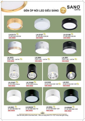 Đèn led ốp nổi Sano Lighting LN 5317V, LN 5318T, LN 5319Đ, LN 2879, LN 2880, LN 2881, LN 3709T, LN 3709Đ, LN 5320, LN 5321, LN 6563, LN 6563Đ, LN 6564, LN 6564Đ
