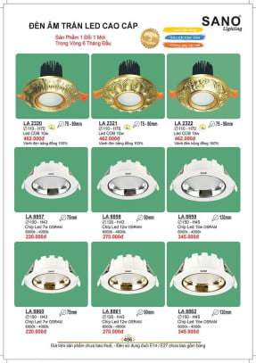 Đèn led âm trần Sano Lighting LA 2320, LA 2321, LA 2322, LA 8857, LA 8858, LA 8859, LA 8860, LA 8861, LA 8862