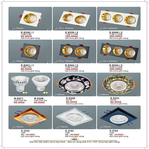 Đèn led âm trần Sano Lighting E 8338/1, E 8339/2, E 8340/3, E 8341/1, E 8342/2, E 8343/3, B 6271, B 5326, E 8329, E 8331, E 3752, E 3753, E 3754