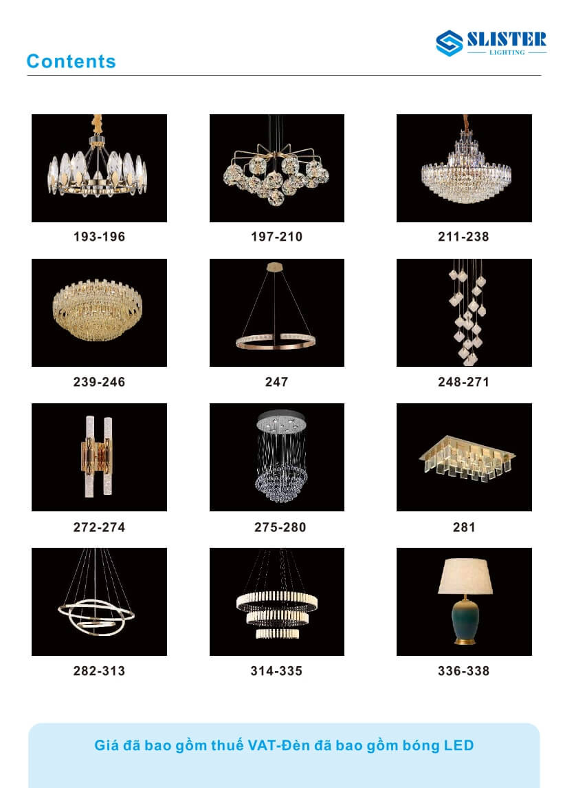 Catalogue đèn trang trí Slister Lighting