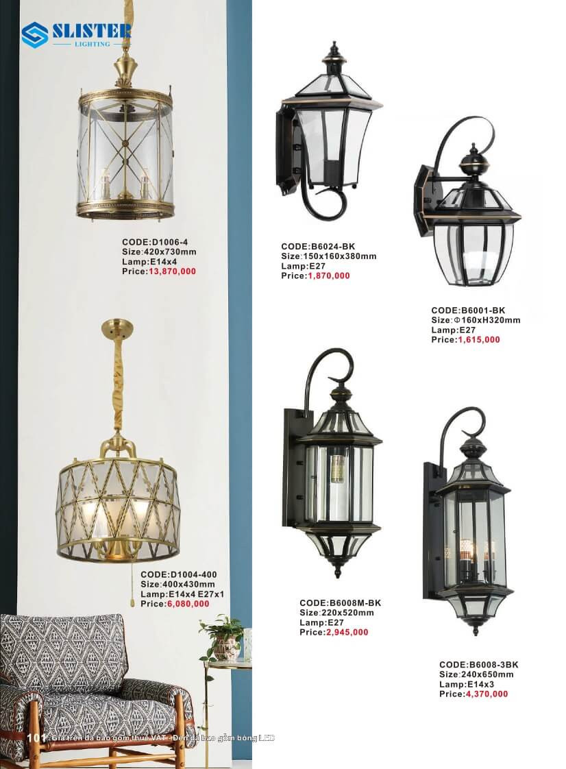 Catalogue đèn trang trí Slister Lighting