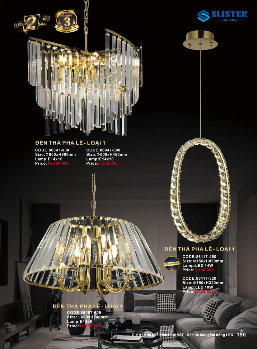 Catalogue đèn trang trí Slister Lighting