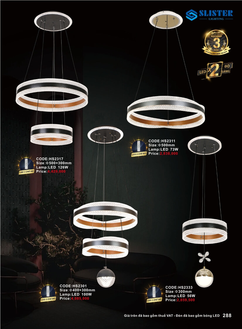 Catalogue đèn trang trí Slister Lighting