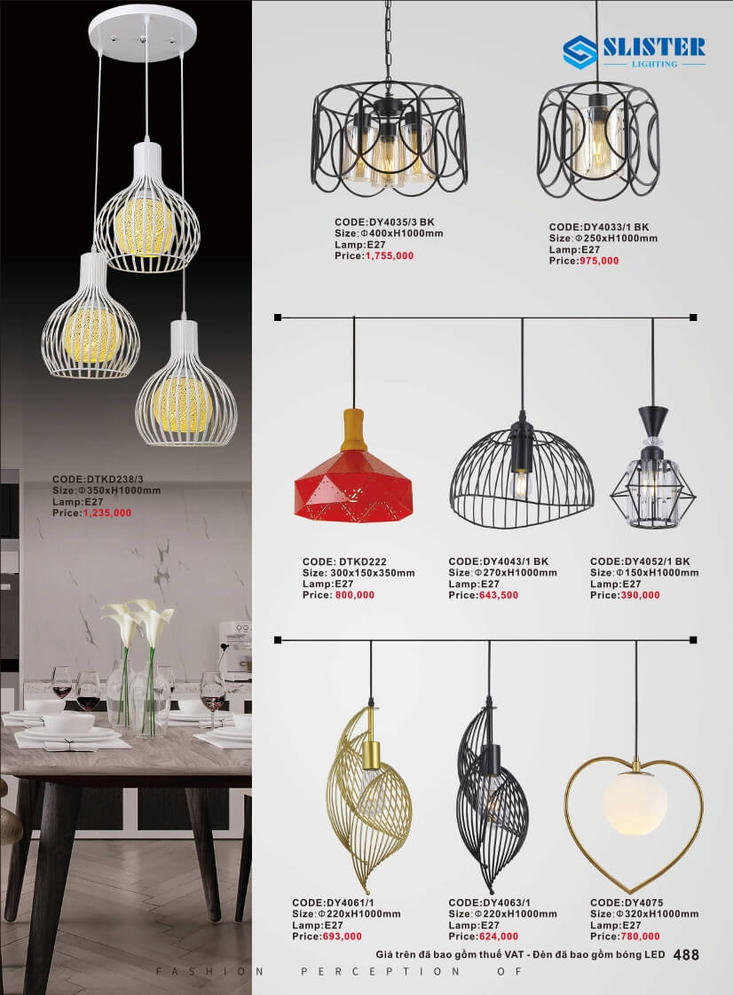 Catalogue đèn trang trí Slister Lighting