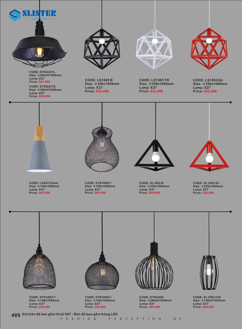 Catalogue đèn trang trí Slister Lighting