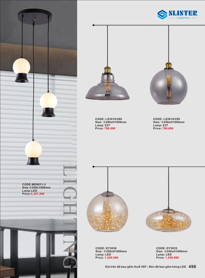 Catalogue đèn trang trí Slister Lighting