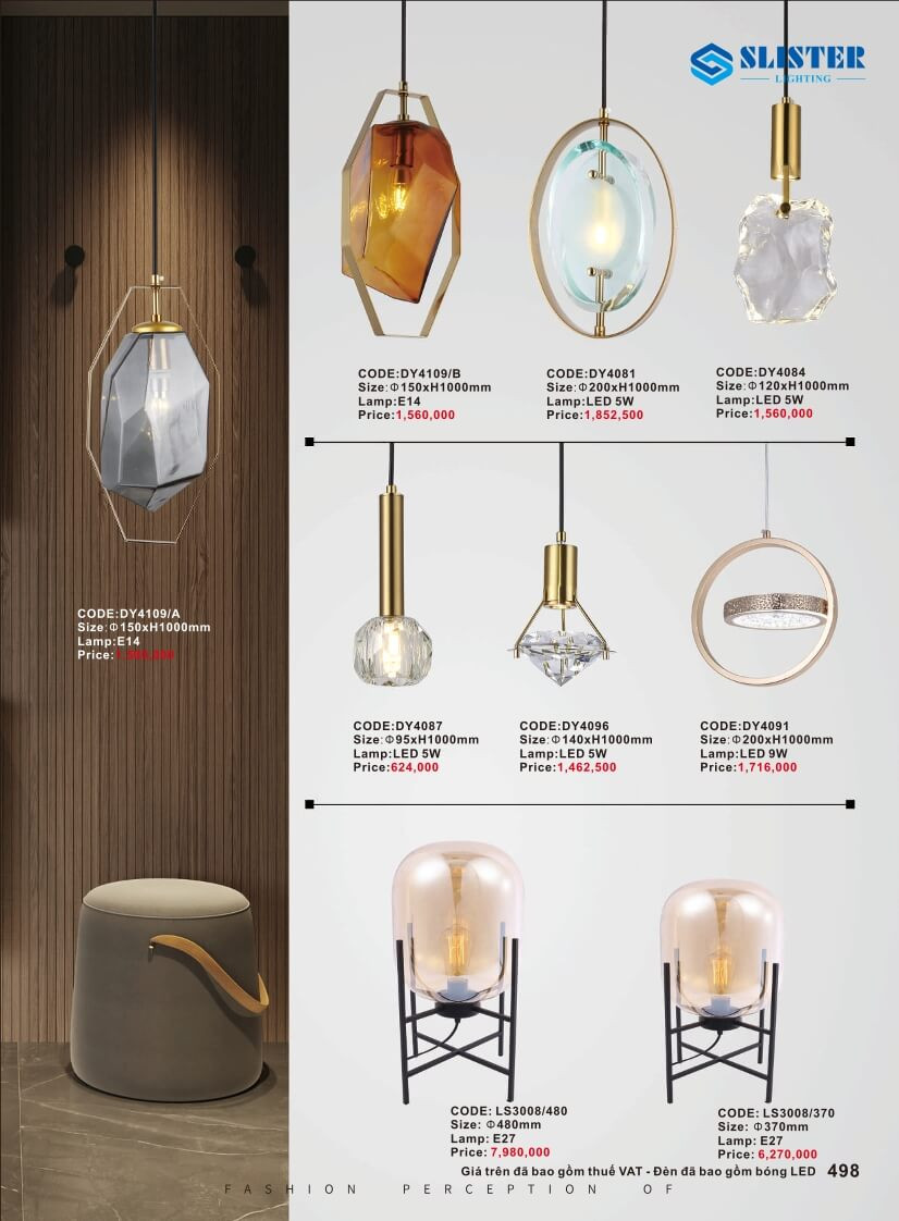 Catalogue đèn trang trí Slister Lighting