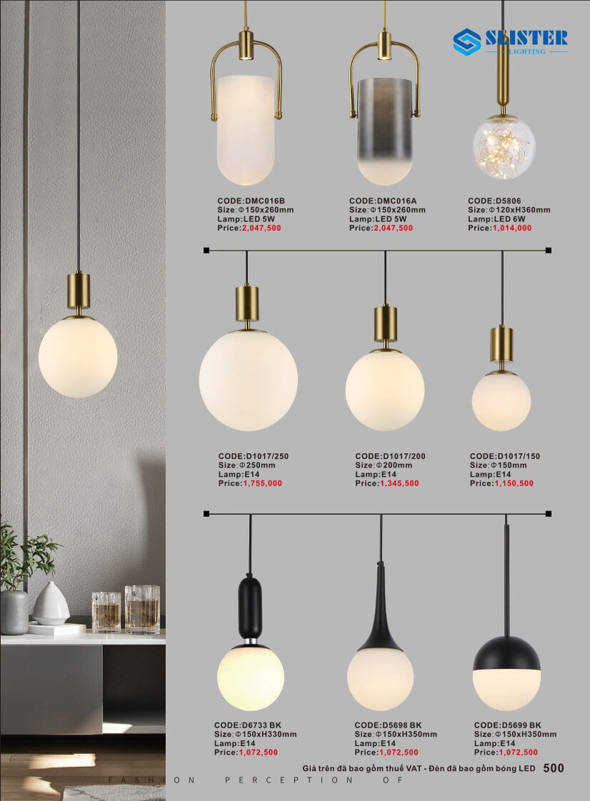 Catalogue đèn trang trí Slister Lighting