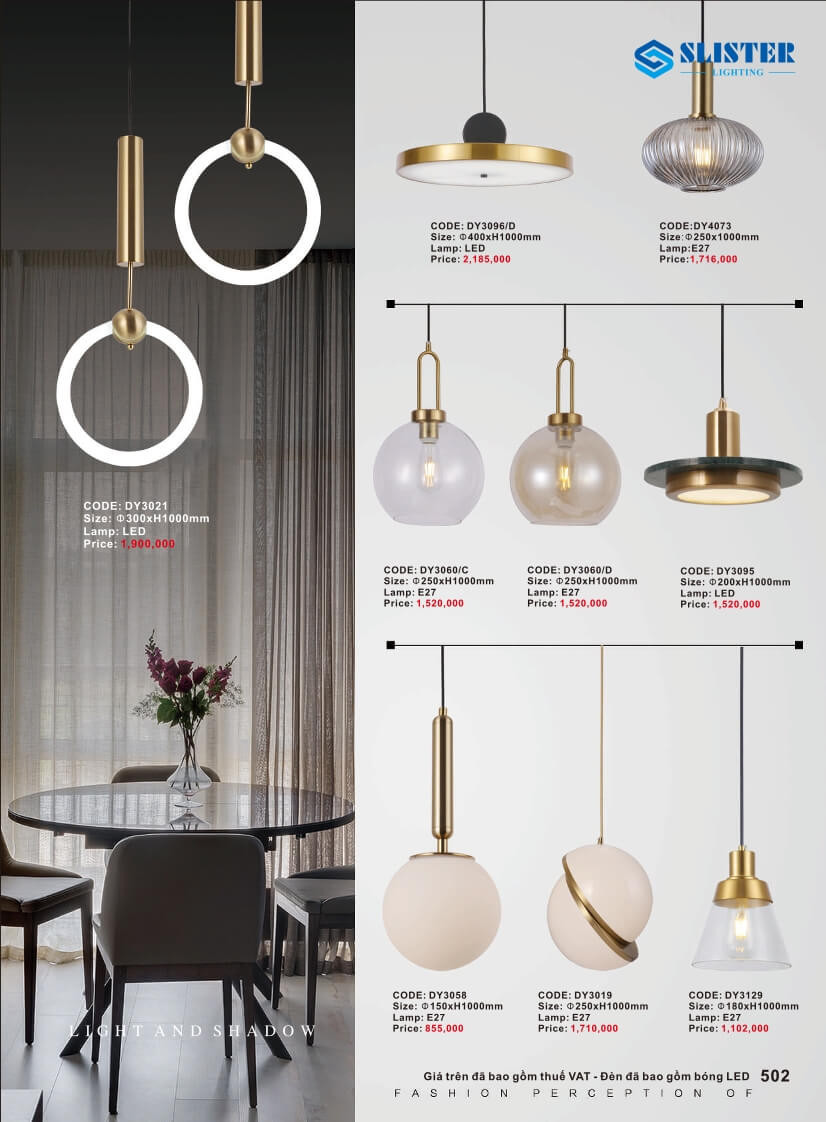 Catalogue đèn trang trí Slister Lighting