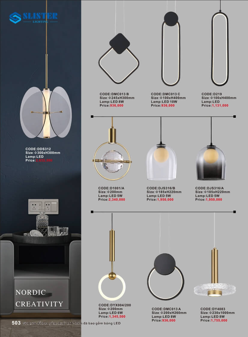 Catalogue đèn trang trí Slister Lighting