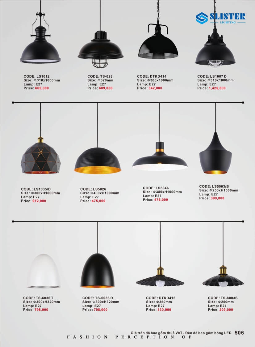 Catalogue đèn trang trí Slister Lighting