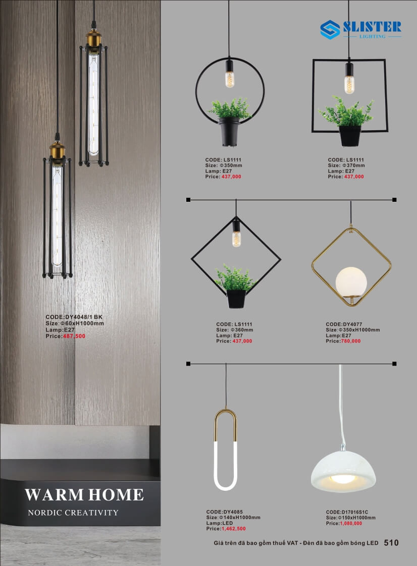 Catalogue đèn trang trí Slister Lighting