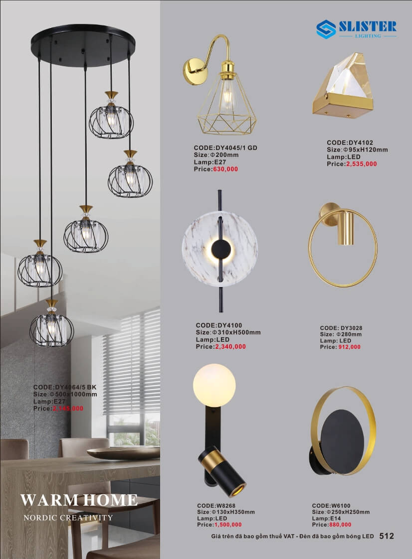 Catalogue đèn trang trí Slister Lighting