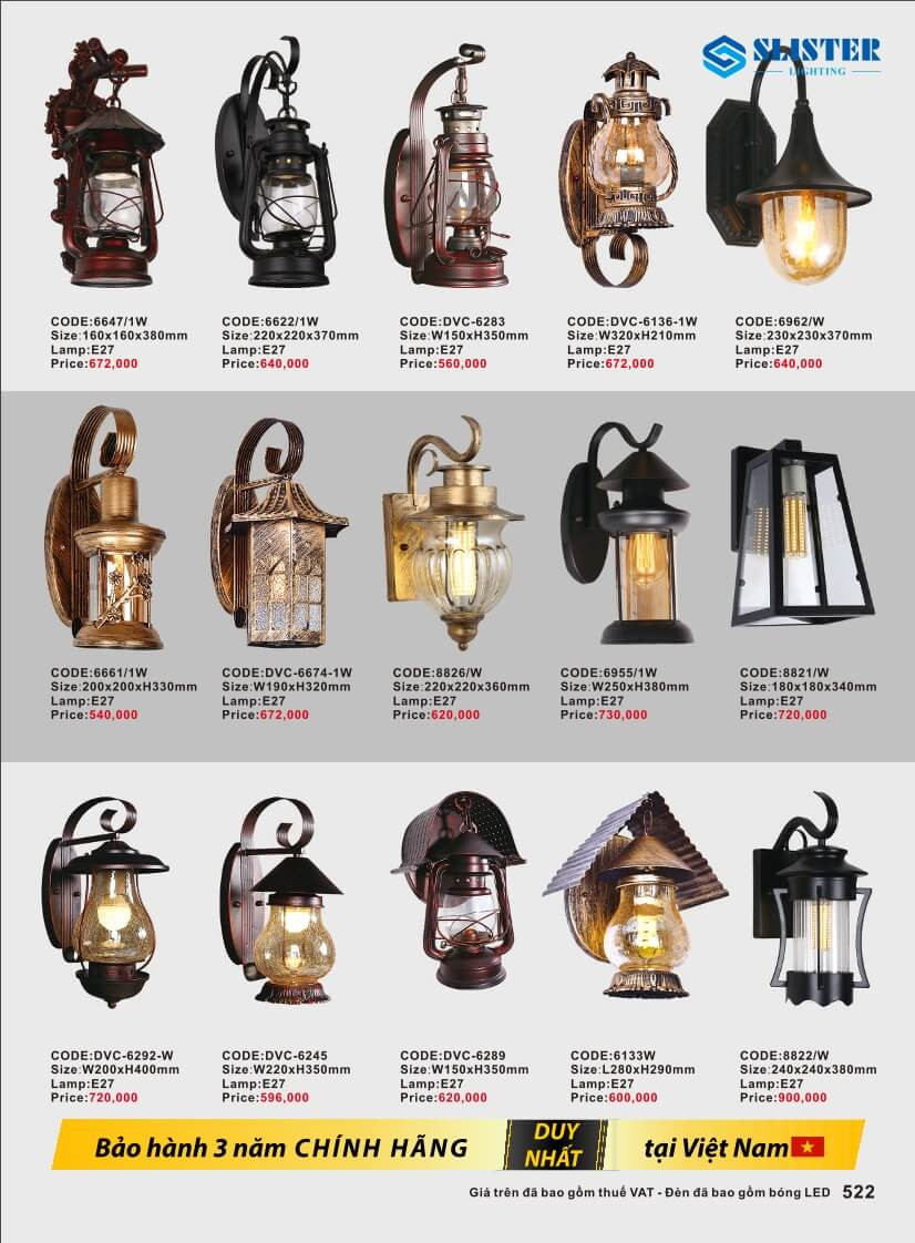 Catalogue đèn trang trí Slister Lighting