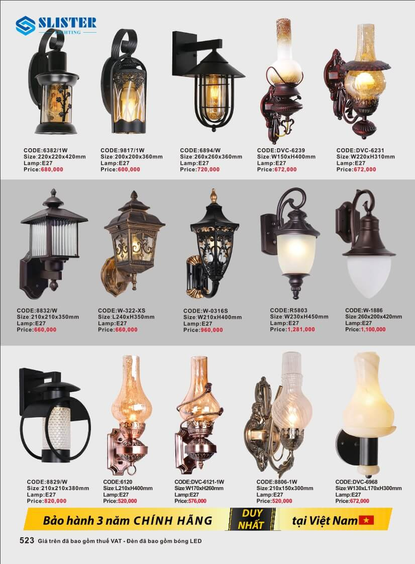 Catalogue đèn trang trí Slister Lighting