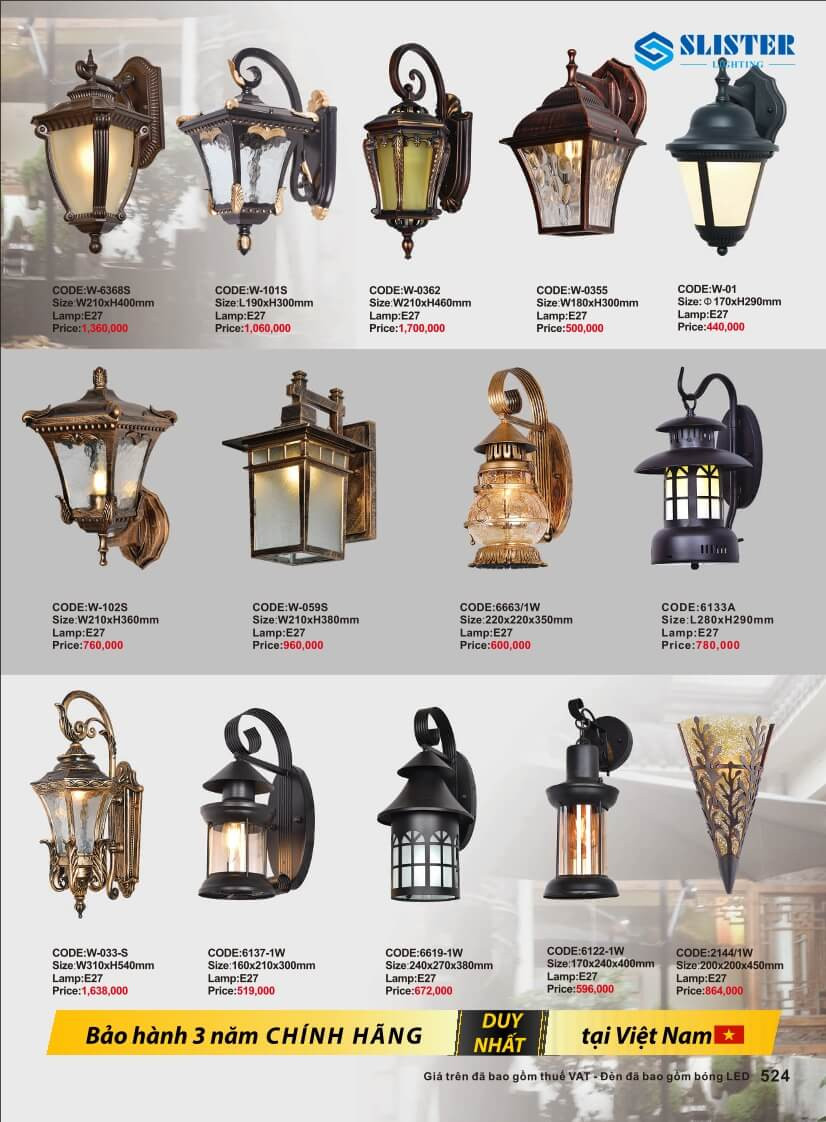Catalogue đèn trang trí Slister Lighting