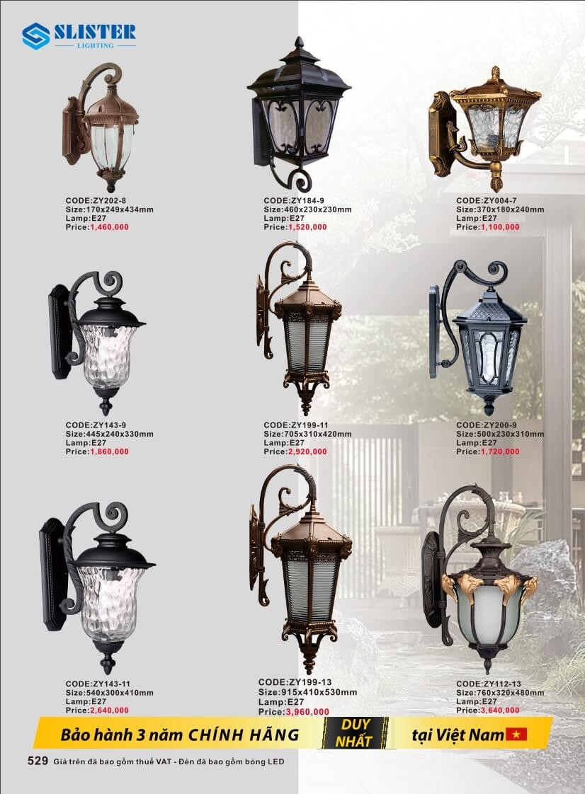 Catalogue đèn trang trí Slister Lighting